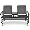 Comfortable 2-Person Double Rocking Loveseat with Glass Table and Armrests